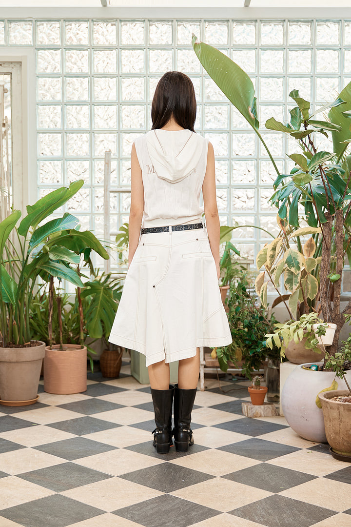 Matin Kim Wrinkle Hoody Button Knit Vest — Ivory