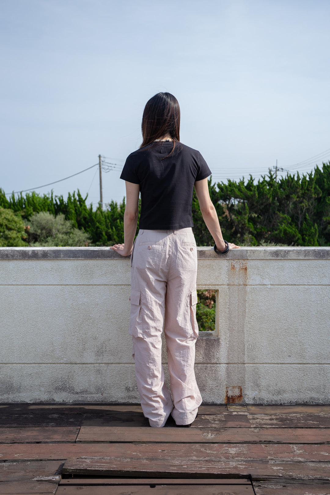 Matin Kim String Nylon Cargo Pants Light — Pink