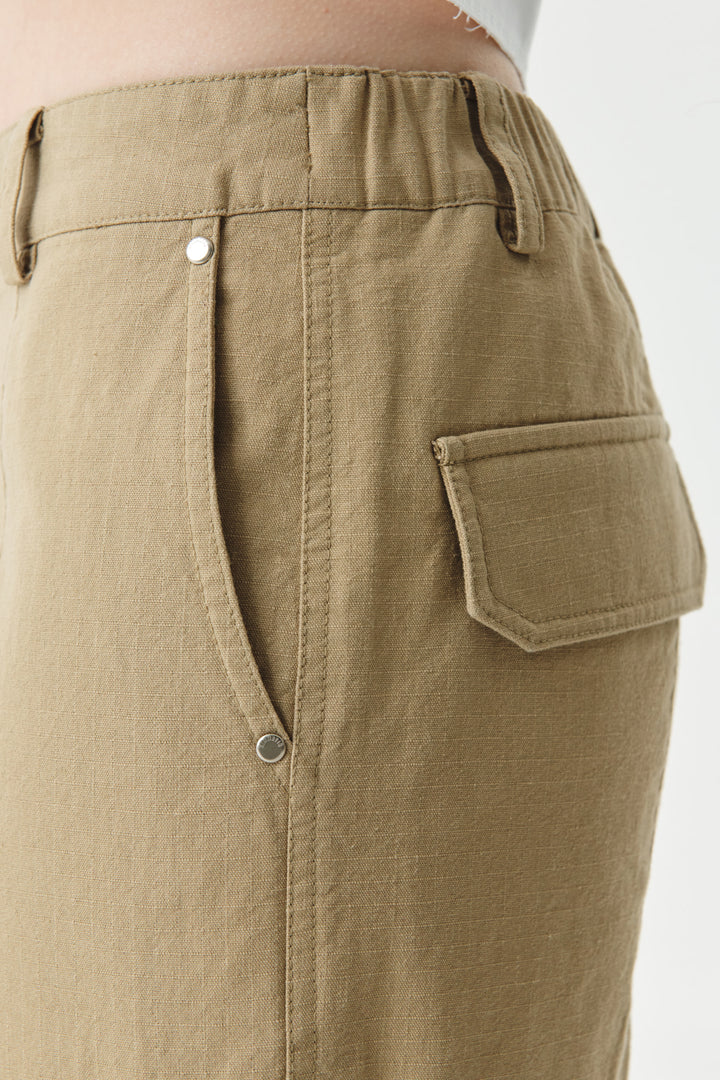 KIMMATIN Zipper Point Cotton Cargo Pants — Beige