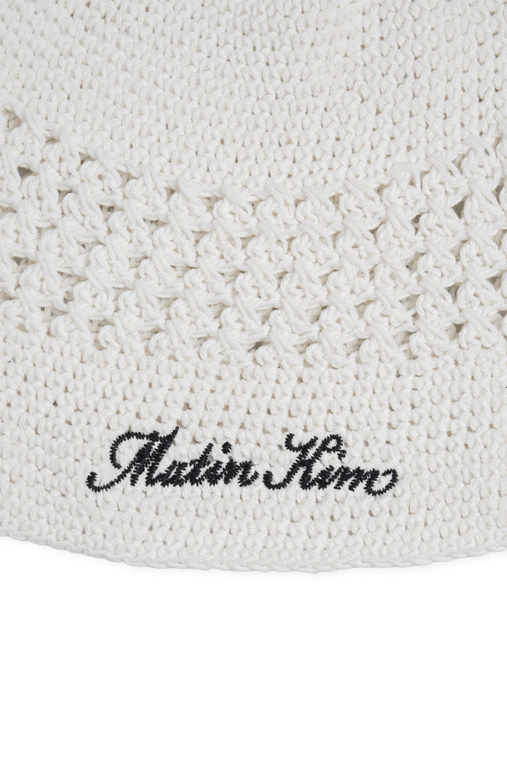 Matin Kim Crochet Cotton Bucket Hat — White