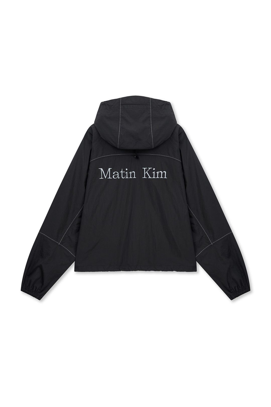 Matin Kim Cropped Back Logo Windbreaker — Black