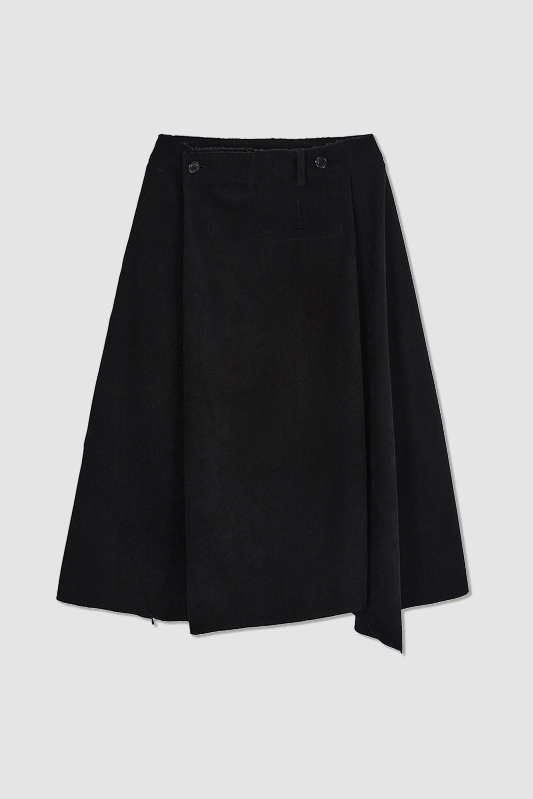 KIMMATIN Asymmetric Wrap Midi Skirt — Black