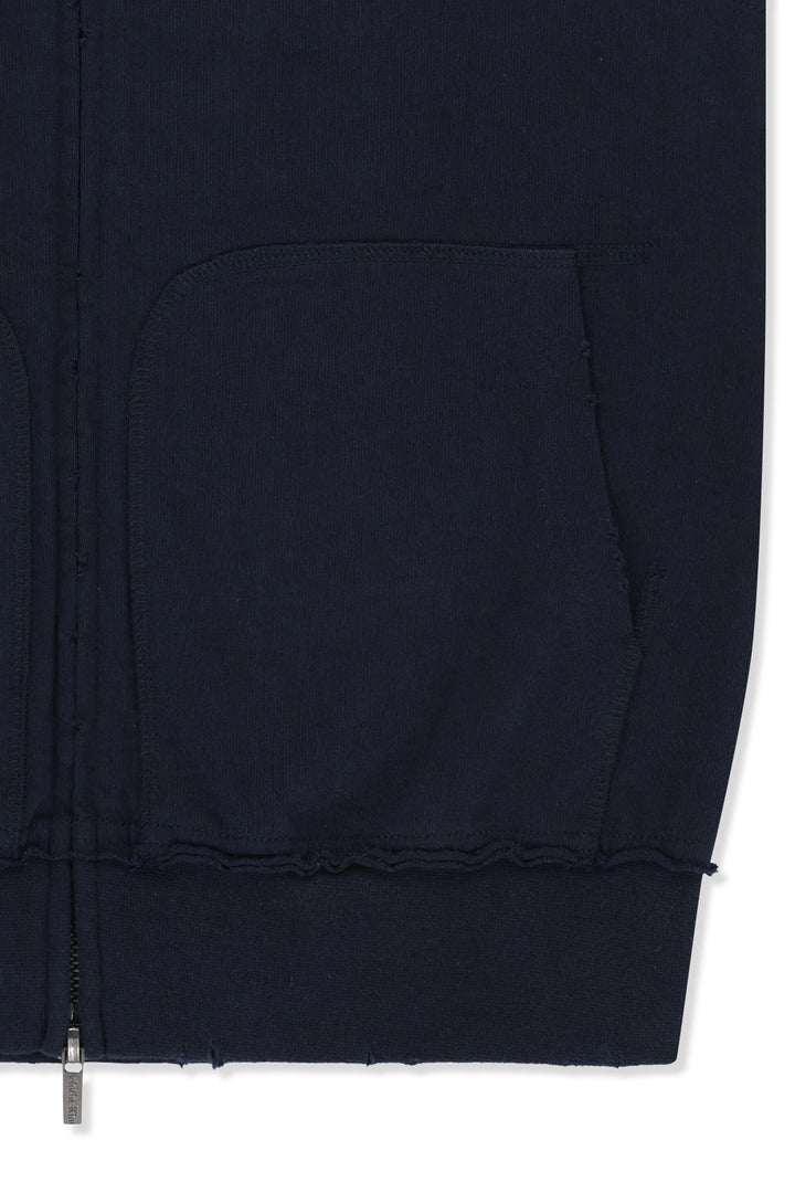 Matin Kim Back Logo Jersey Hood Vest — Navy blue