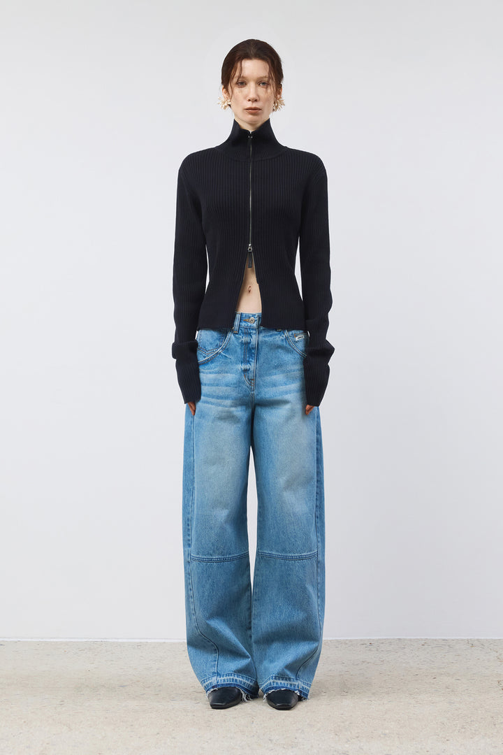 KIMMATIN Twisted Seam Denim Pants — Blue