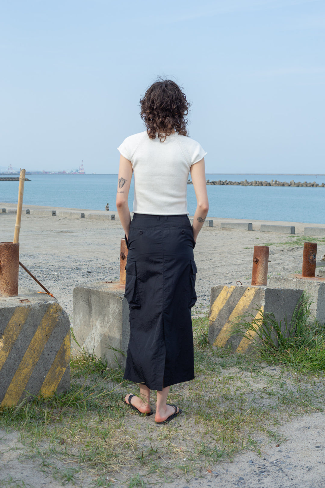 Matin Kim String Nylon Cargo Skirt — Black