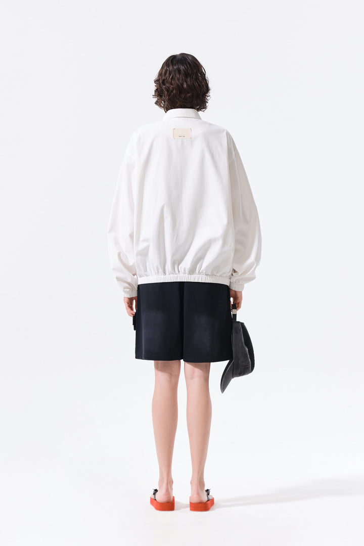 Matin Kim Small Logo Cotton Zip Up Jumper — White