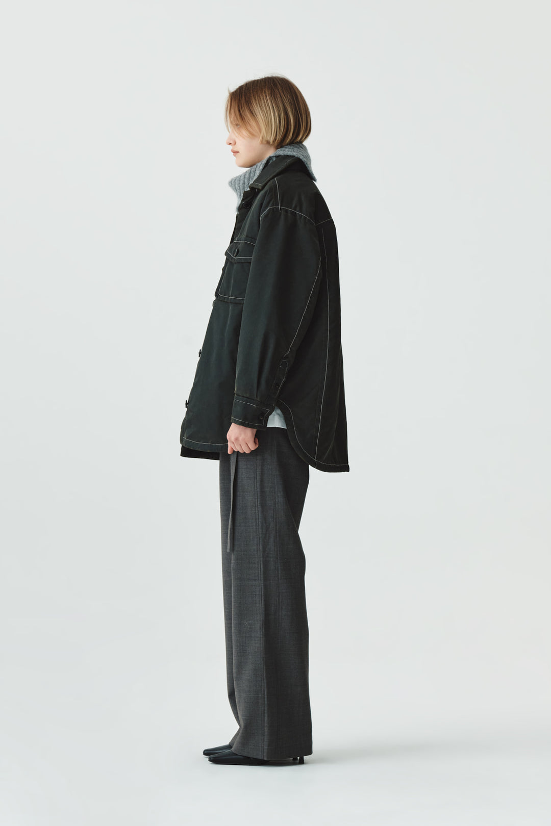 KIMMATIN Pocket Point Padded Shirt Jumper — Brown