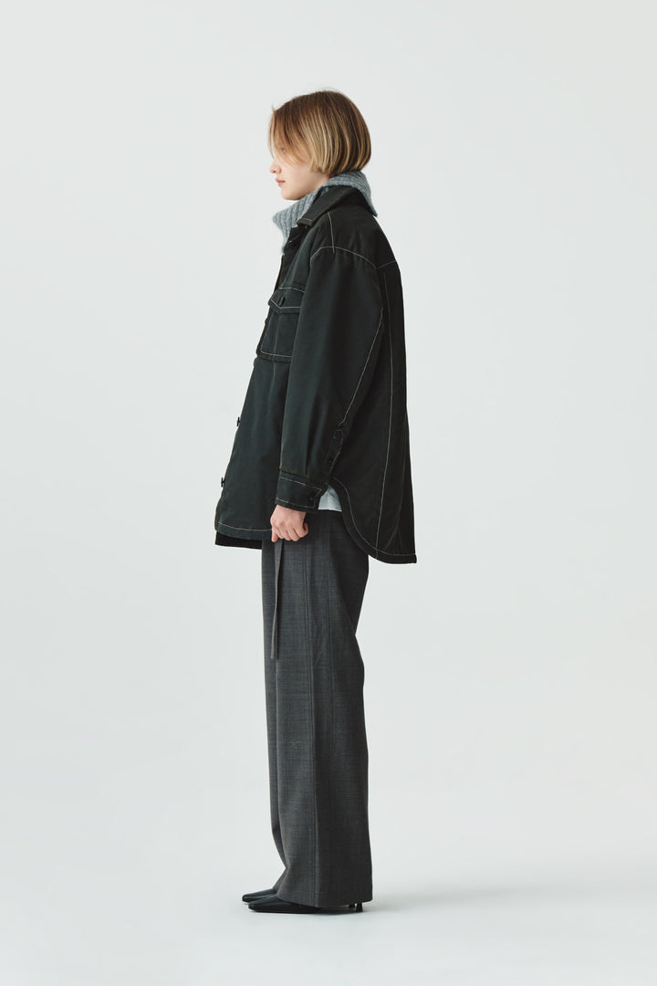 KIMMATIN Pocket Point Padded Shirt Jumper — Brown