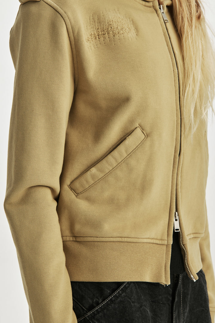 KIMMATIN Damage Point Hoody Zip Up — Olive