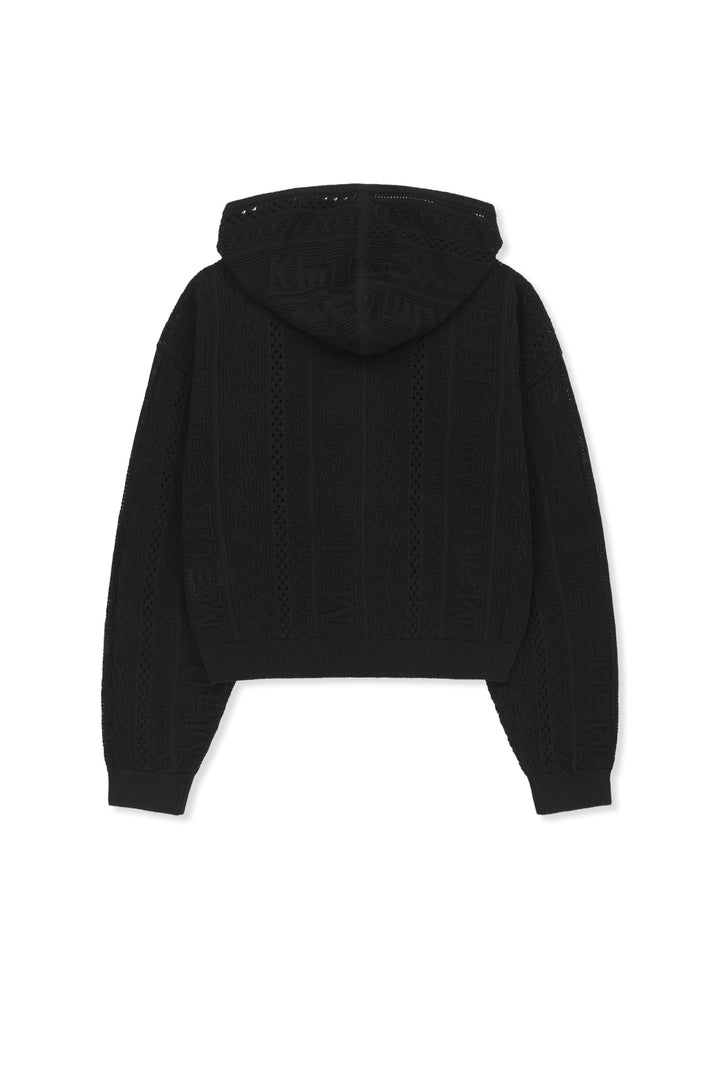 Matin Kim Mesh Logo Knit Zip Hoody — Black