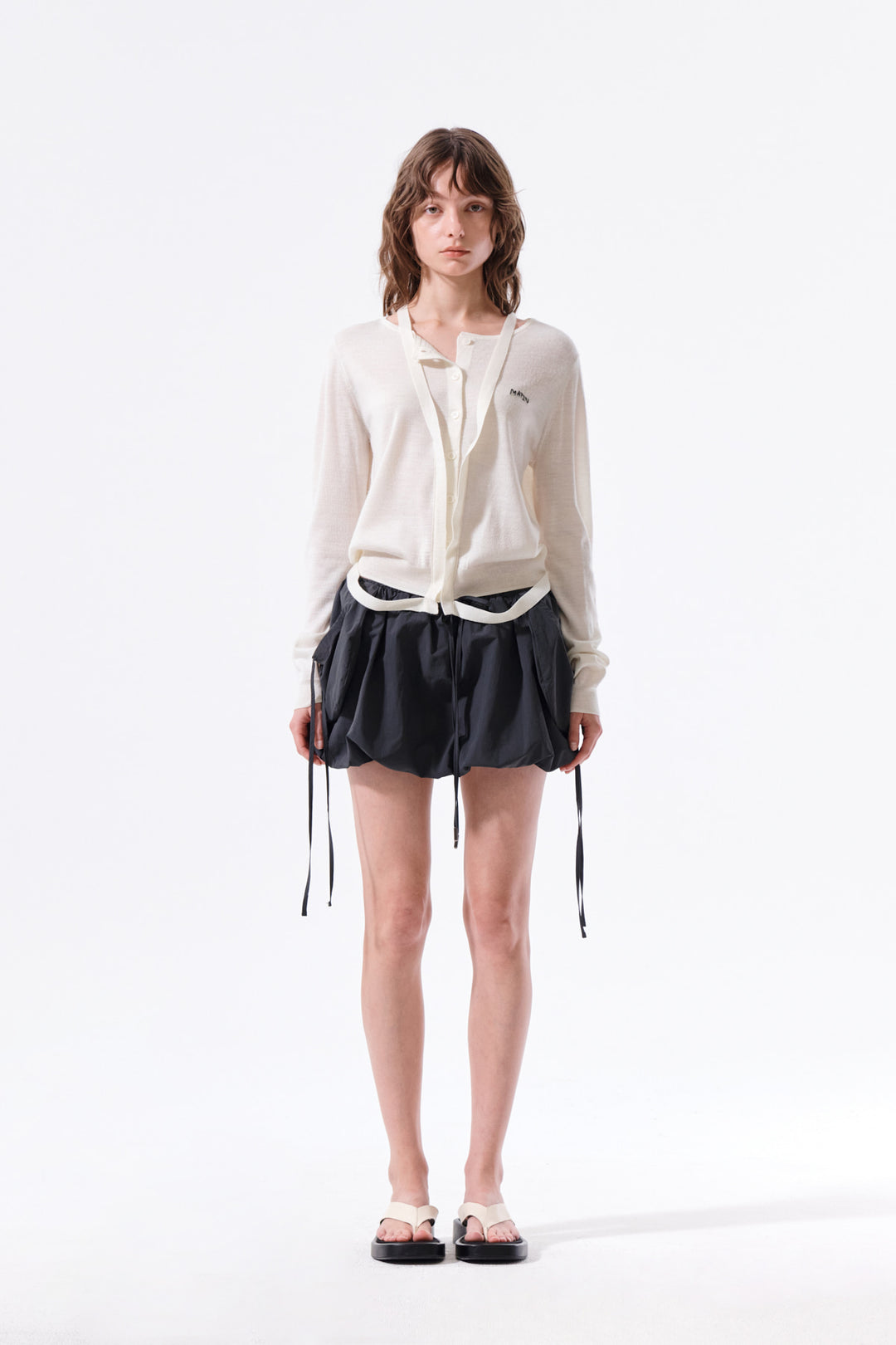 Matin Kim Strap Detail Balloon Skirt — Charcoal
