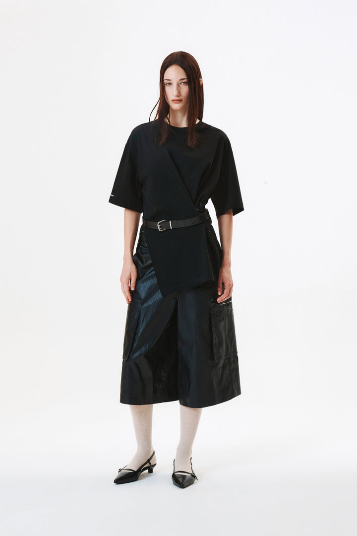 KIMMATIN Pocket Point Leather Bermuda — Black