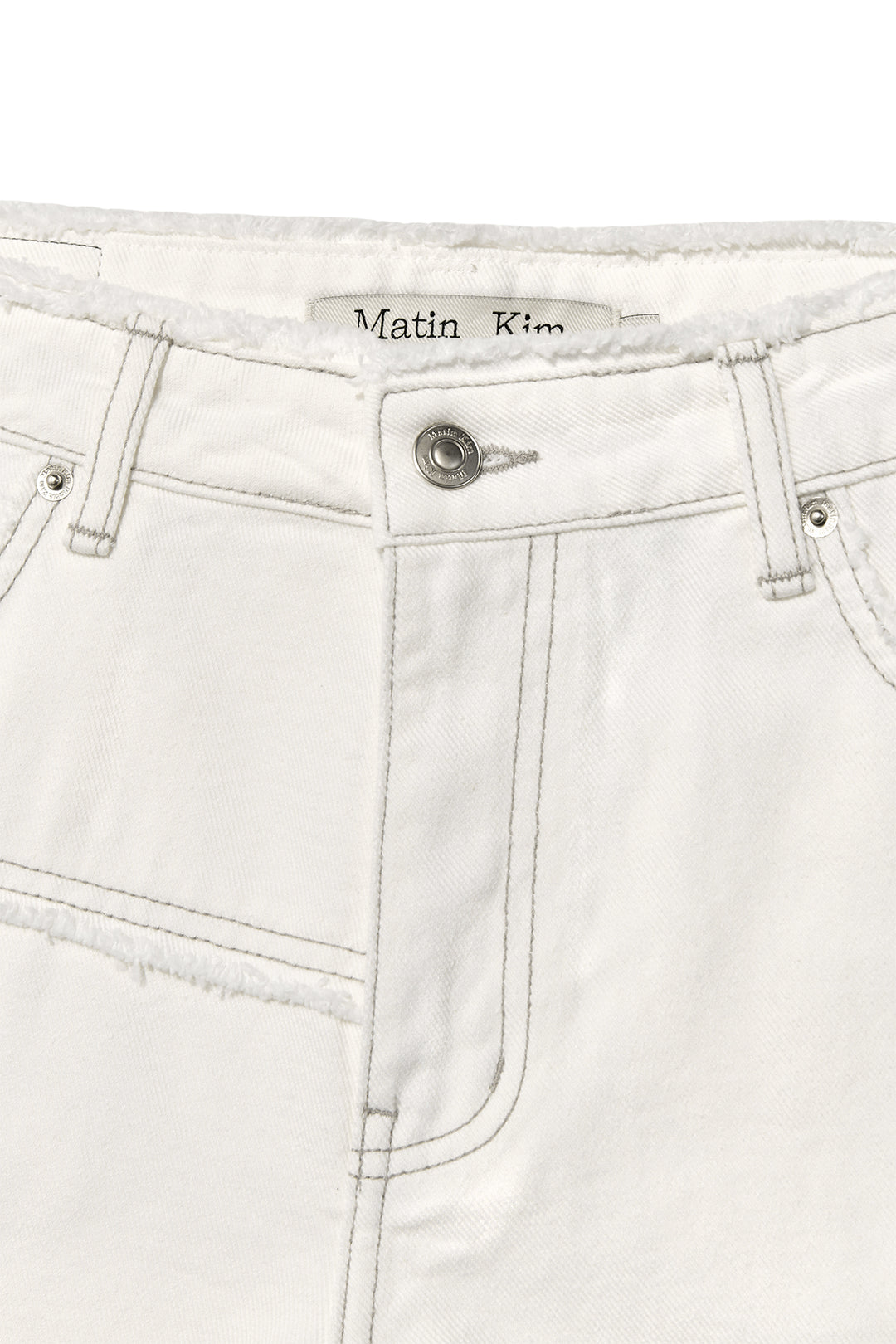 Matin Kim Cut Line Point Denim Shorts — White