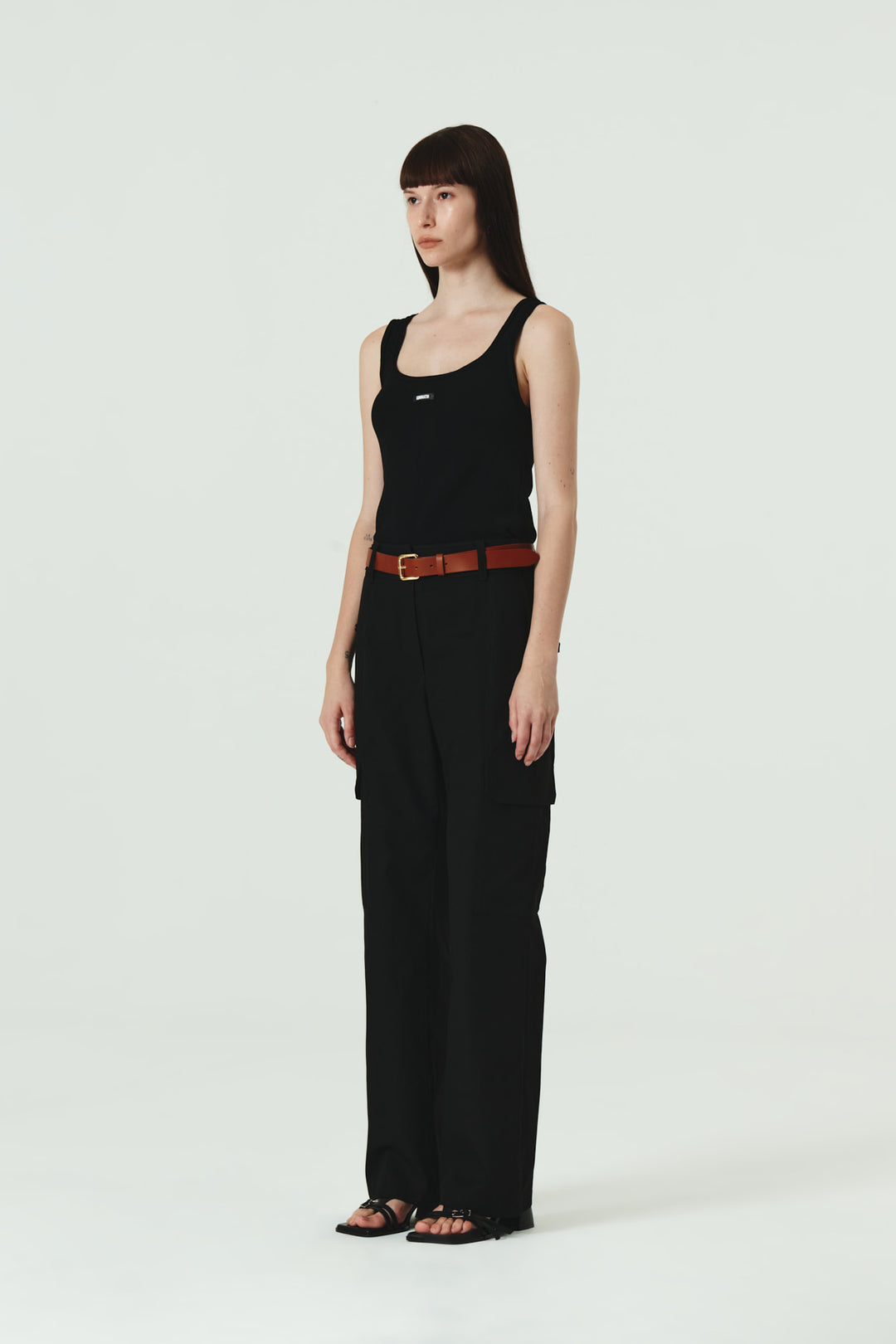 KIMMATIN Banding Straight Cargo Pants — Black