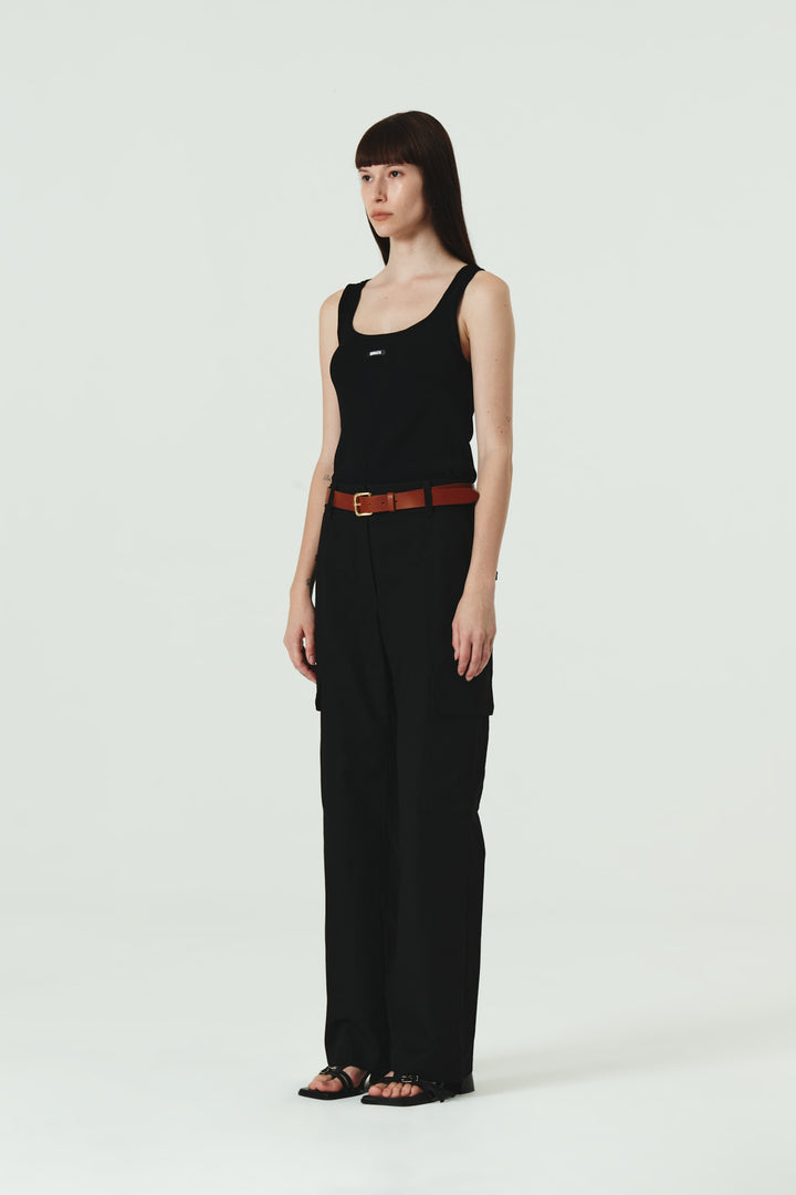 KIMMATIN Banding Straight Cargo Pants — Black