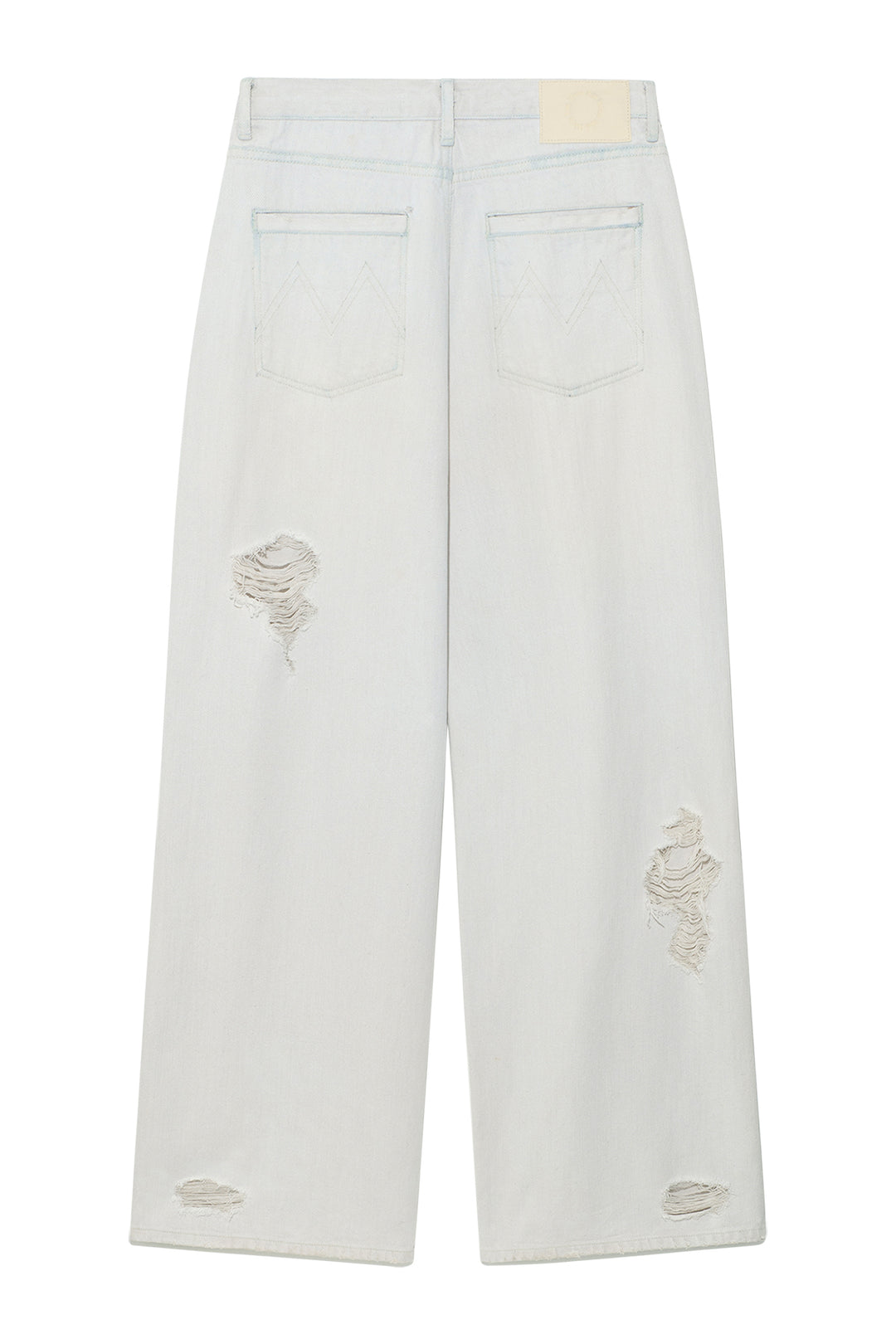 Matin Kim Damage Point Washed Wide Denim — Light Grey