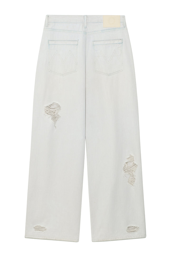 Matin Kim Damage Point Washed Wide Denim — Light Grey