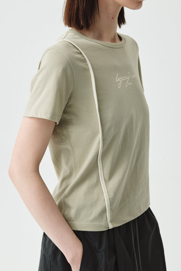 KIMMATIN Back Slit Slim Top in Light — Khaki
