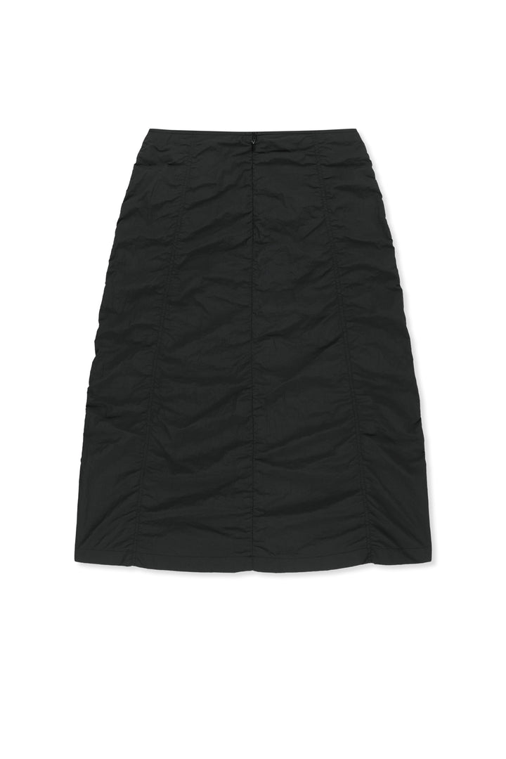 Matin Kim Nylon Shirring Midi Skirt — Black