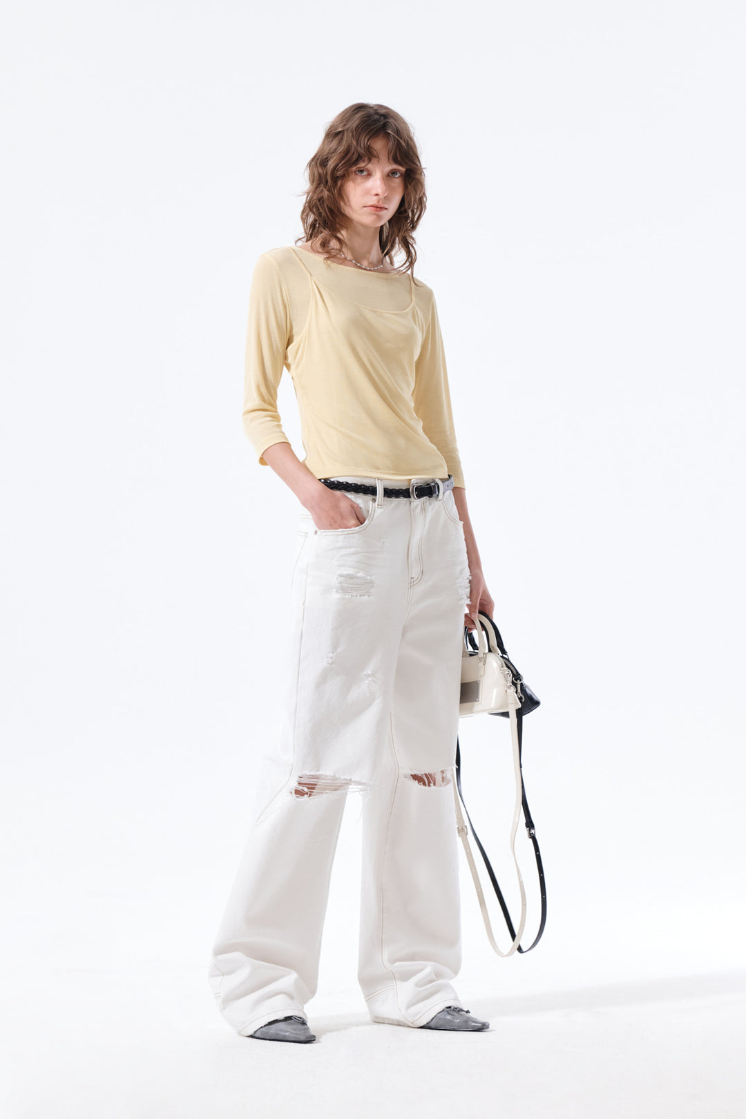 Matin Kim 3/4 Sleeve Layered Tank Top — Yellow