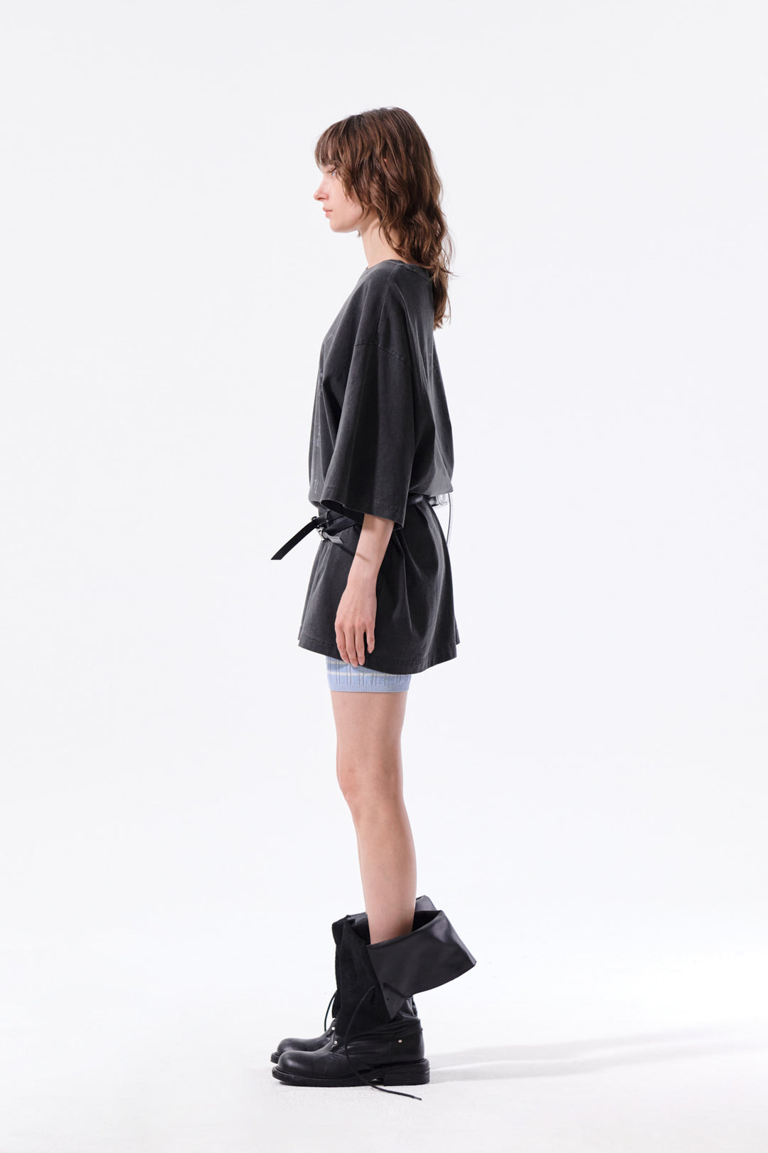 Matin Kim Stripe Knit Shorts — Light Blue