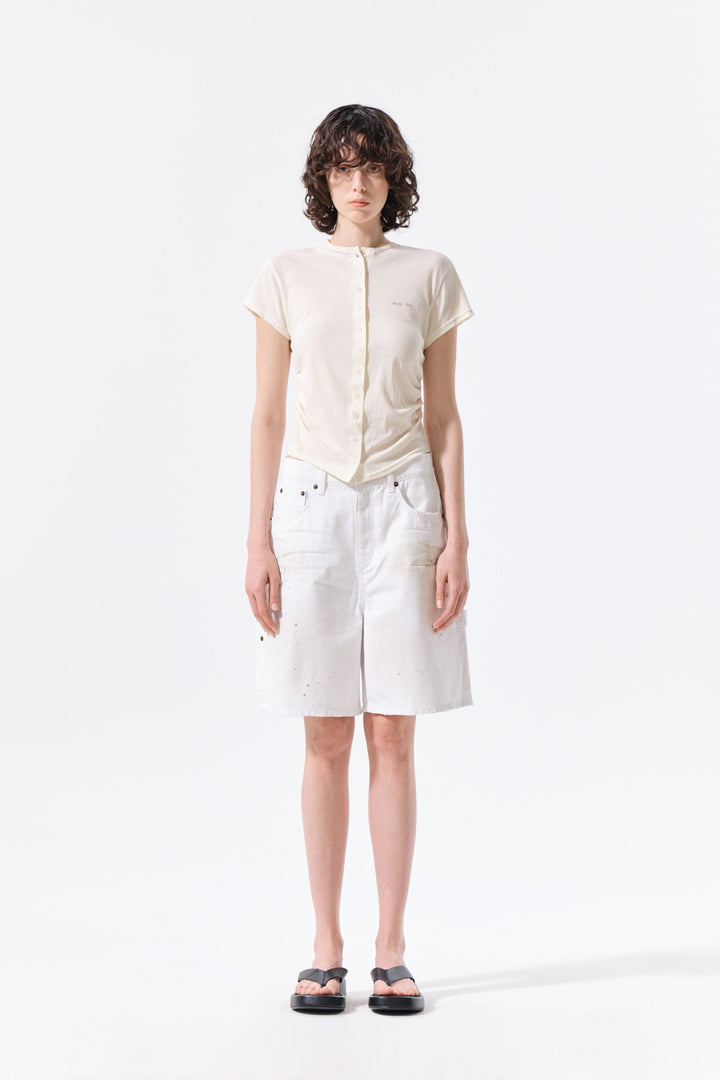 Matin Kim Carpenter Bermuda Denim — White