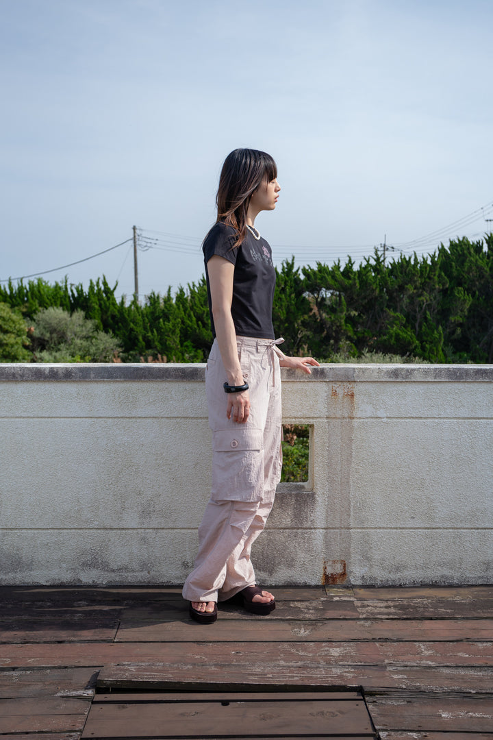 Matin Kim String Nylon Cargo Pants Light — Pink