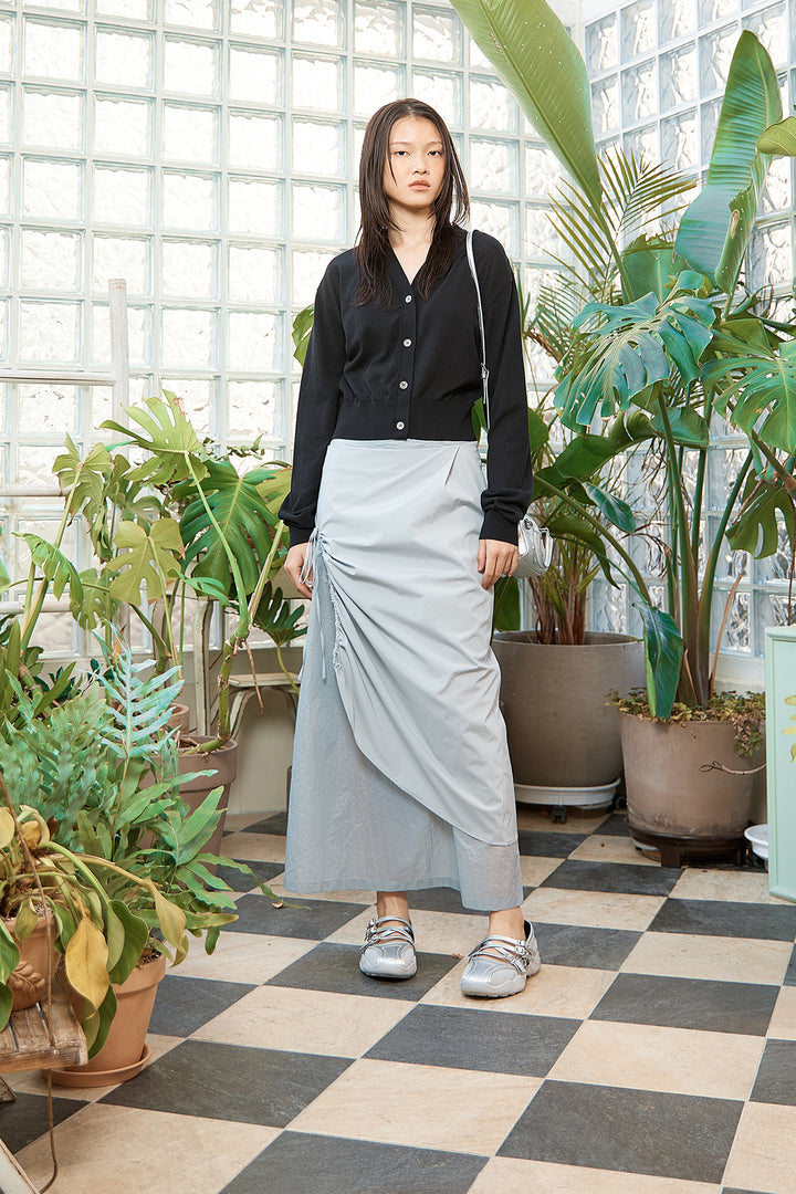 Matin Kim Back Logo See-Through Cardigan — Black