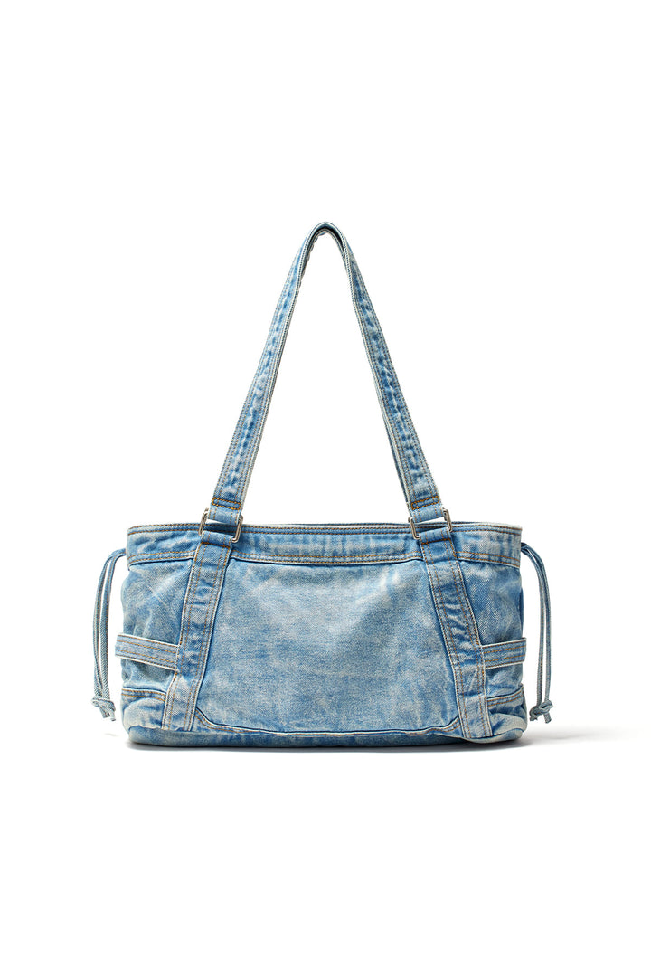 Matin Kim Washed Denim Square Bag — Light Blue
