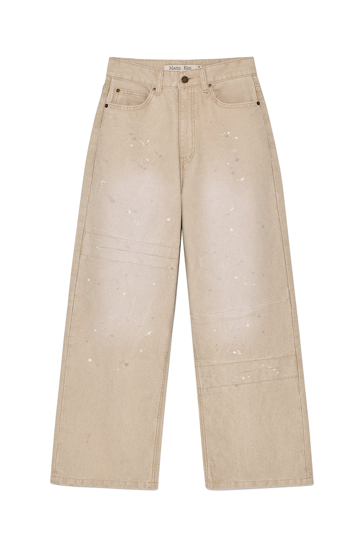 Matin Kim Unbalance Cut Point Vintage Cotton Pants — Beige