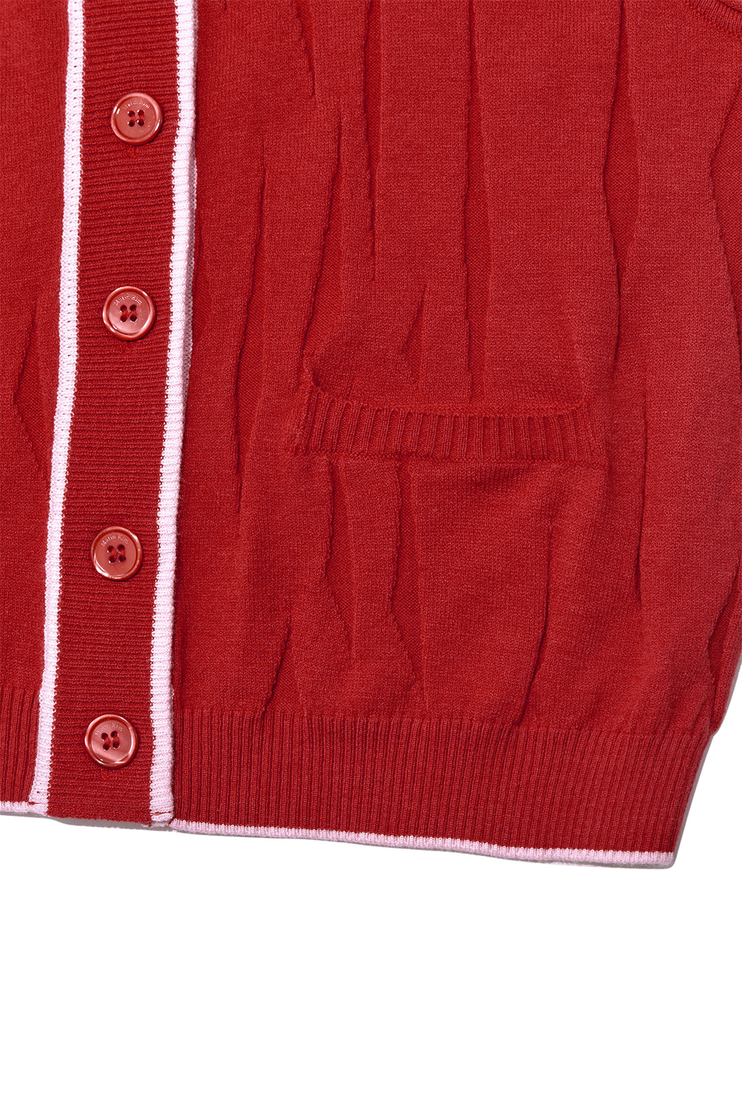Matin Kim Wrinkle Hoody Button Knit Vest — Red