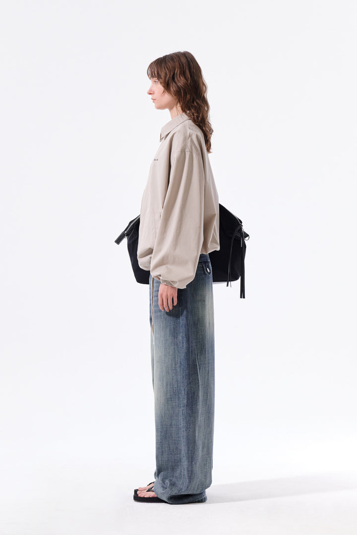 Matin Kim Small Logo Cotton Zip-Up Jumper — Beige