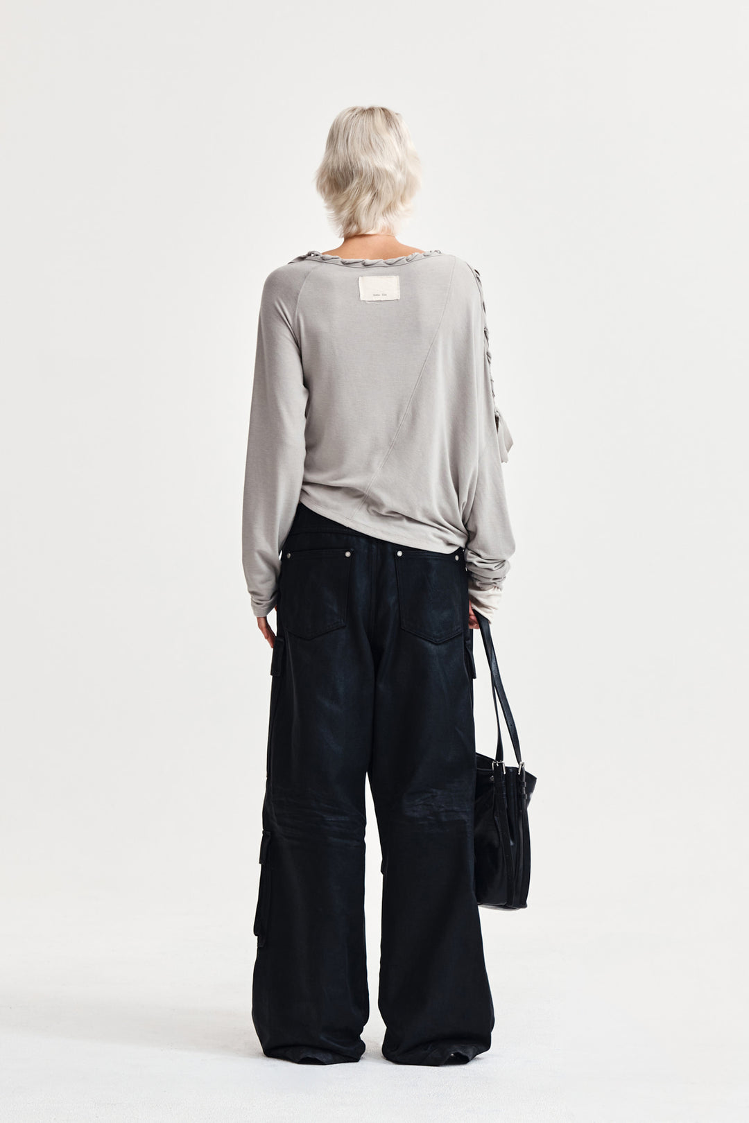 Matin Kim Weaving Long Sleeve Top — Light Grey