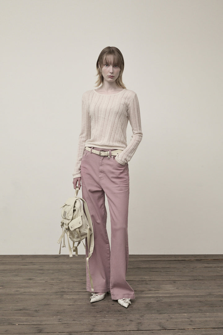 Matin Kim Diagonal Texture Knit Top — Beige