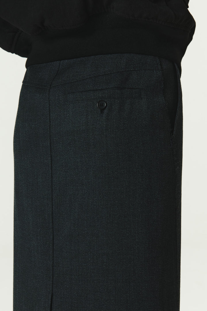 KIMMATIN Foldover Twill Wool Skirt — Gray