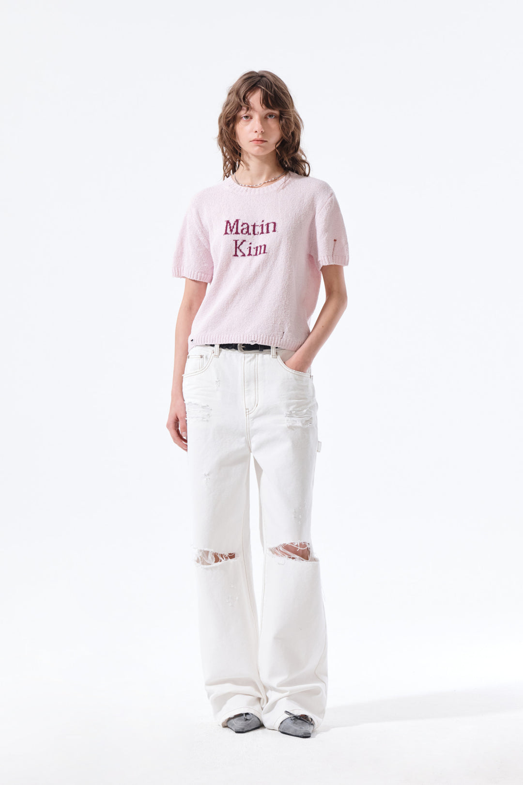 Matin Kim Half Sleeve Logo Pullover — Pink