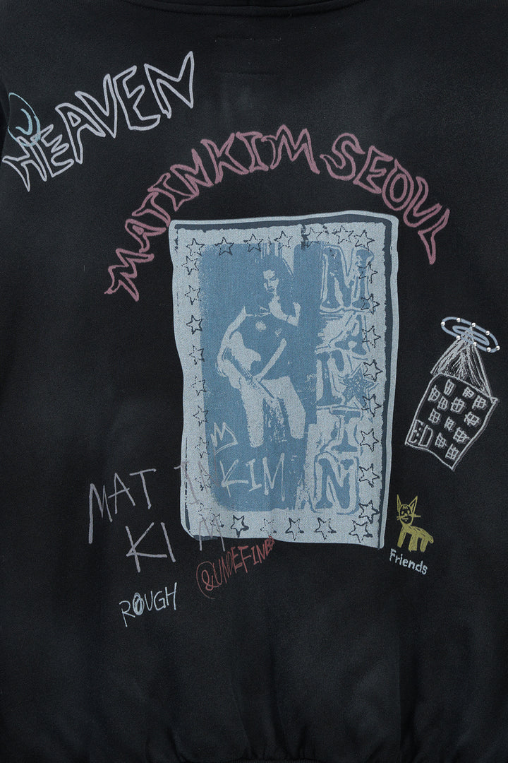 Matin Kim Vintage Washed Graffiti Zip Hoody — Black