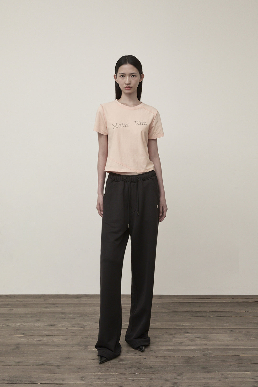 Matin Kim Diagonal Logo Reversible Crop Top — Orange
