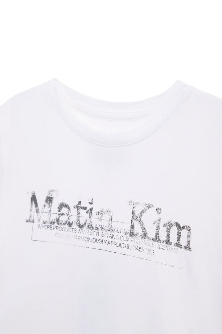 Matin Kim Stamp Logo Graphic Crop Top — White