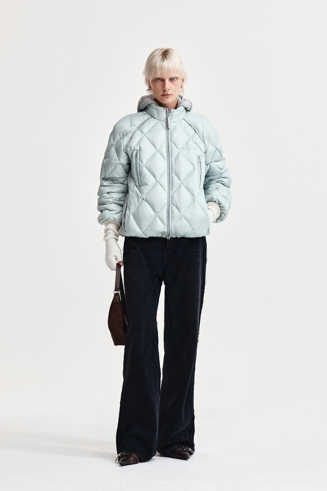 Matin Kim Quilting Hoody Lightweight Jumper — Mint