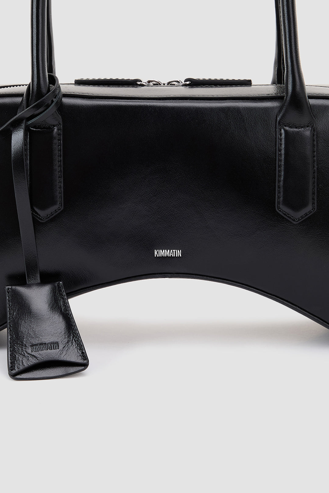 KIMMATIN Arch Shape Leather Bowling Bag — Black