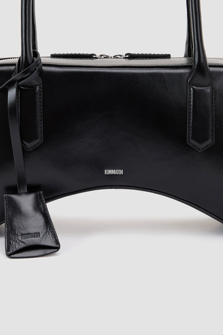 KIMMATIN Arch Shape Leather Bowling Bag — Black