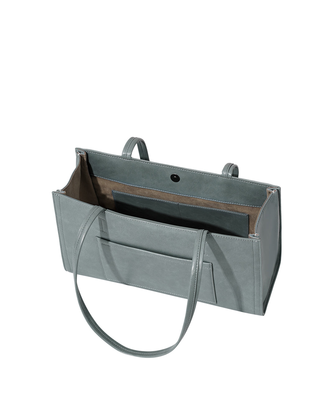 Stand Oil Oblong Bag — Structured Shoulder — Denim Blue