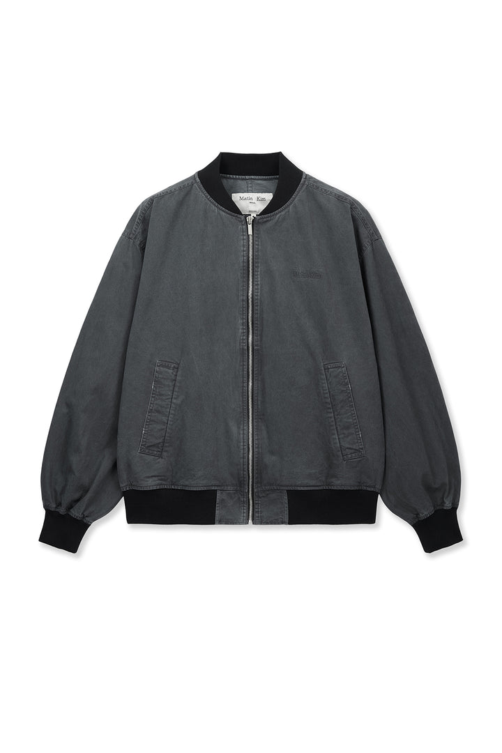Matin Kim Vintage Washed Back Logo Jumper — Charcoal