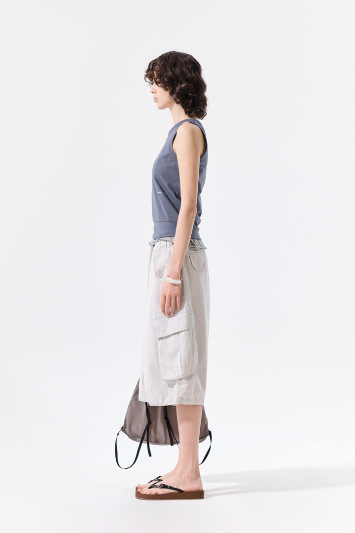 Matin Kim Hem Tie Detail Sleeveless Top — Charcoal