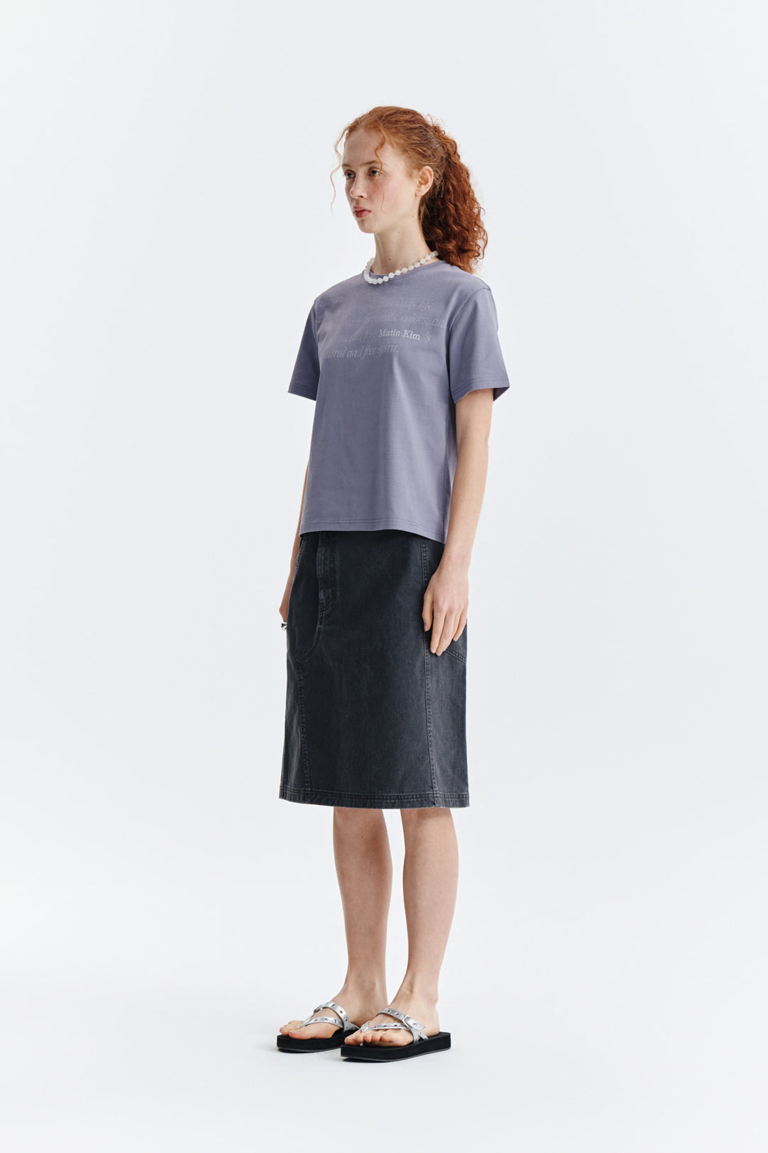 Matin Kim Logo Point Lettering Graphic Top — Purple