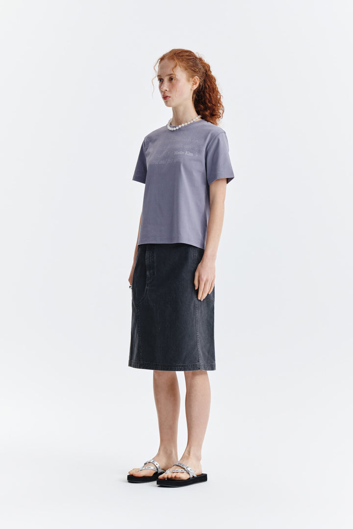 Matin Kim Logo Point Lettering Graphic Top — Purple