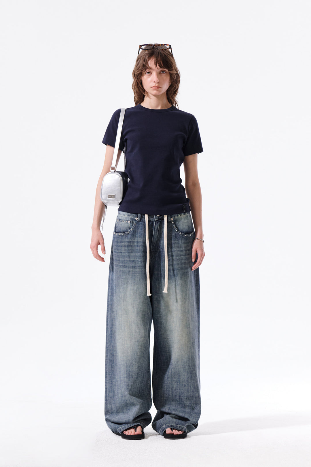 Matin Kim Stud Point Denim Pants — Blue