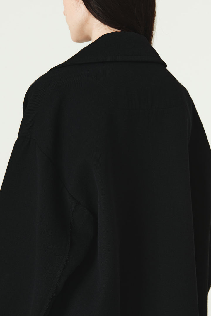 KIMMATIN Reversible Wool Cotton Oversized Coat — Black