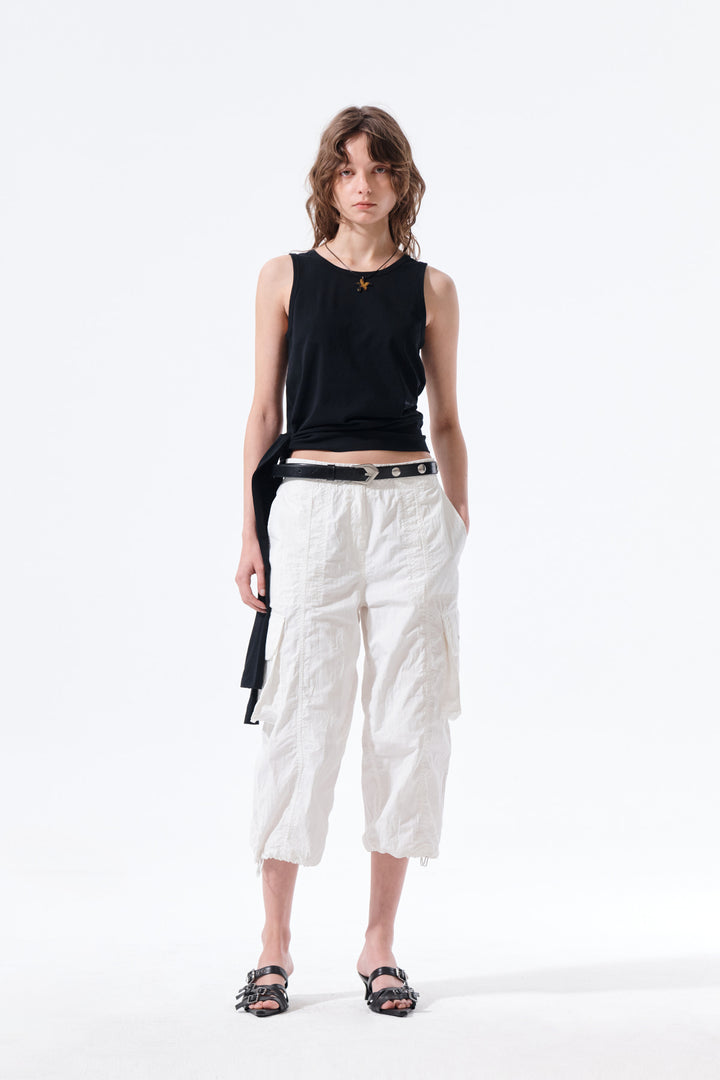 Matin Kim Hem Tie Detail Sleeveless Top — Black